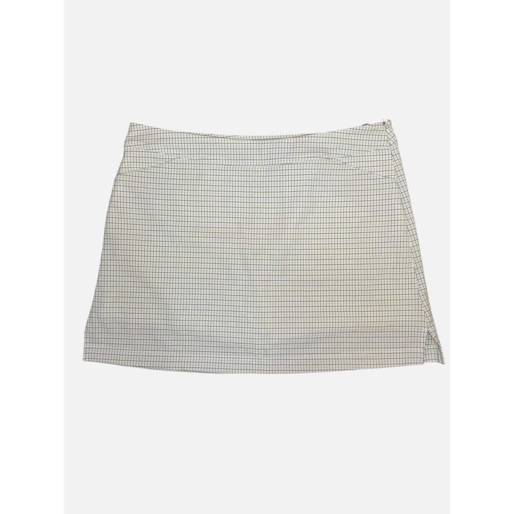 Links Edition Green White Plaid Golf Skort Womens Size 14 Side Zip Front Pockets